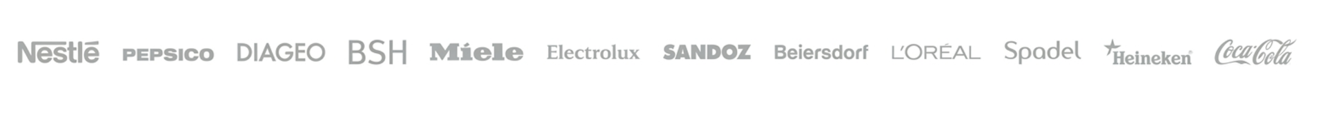 Trusted by Nestlé, PepsiCo, Diageo, BSH, Miele, Electrolux, Sandoz, Beiersdorf, L'Oréal, Spadel, Heineken, Coca-Cola