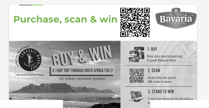 On-pack buy and win promotion with a QR code and three steps